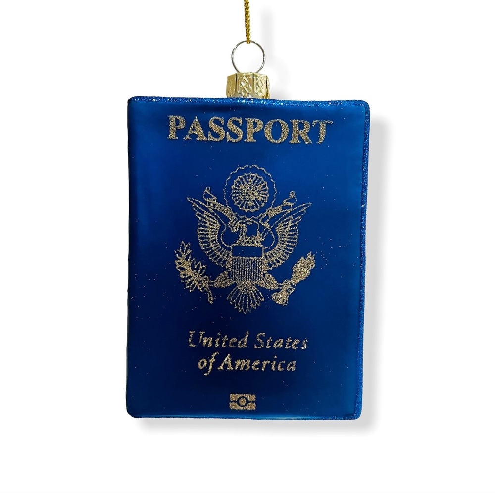 United States Passport Glass Christmas Ornament